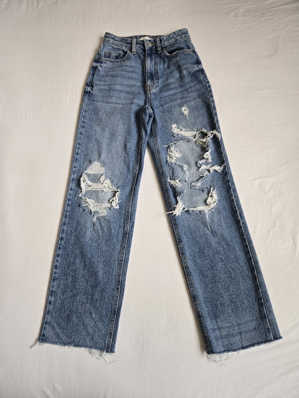 Pacsun 90's Boyfriend Jeans Blue Distressed Wide Leg Loose Size 23